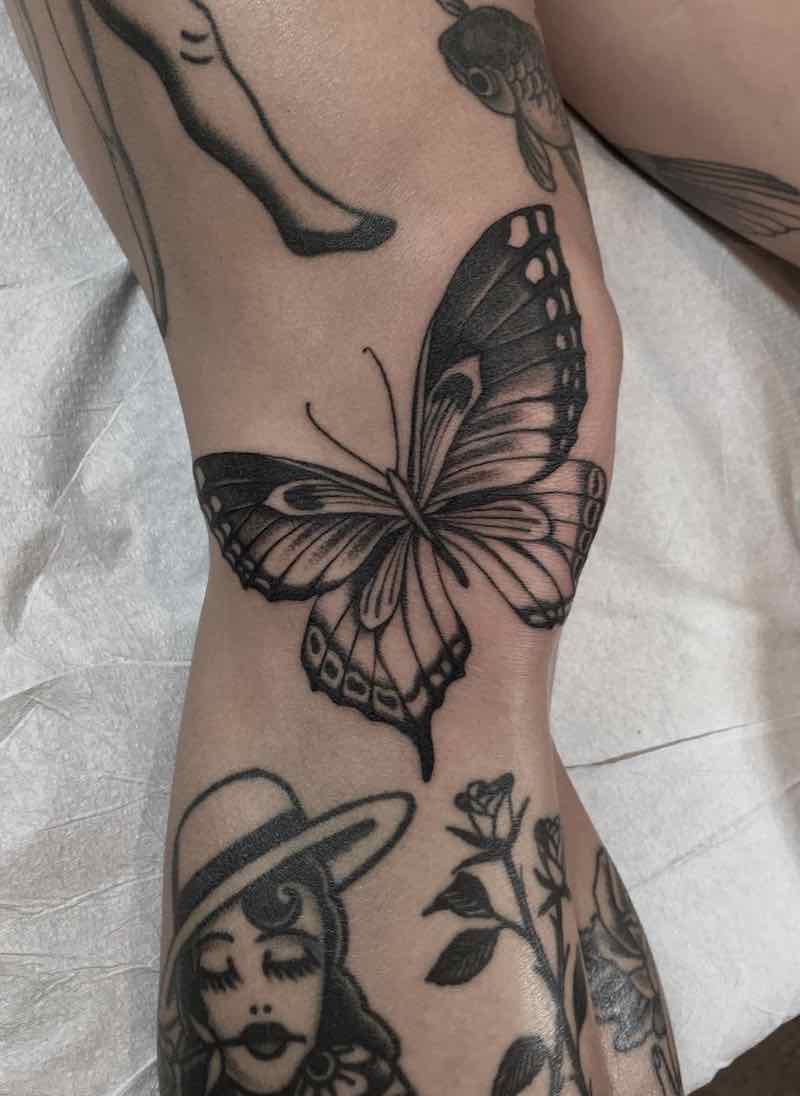 Leg Butterfly Tattoo by Justin Olivier
