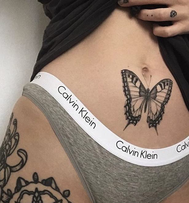 Womens Butterfly Tattoo by Ed Taemets